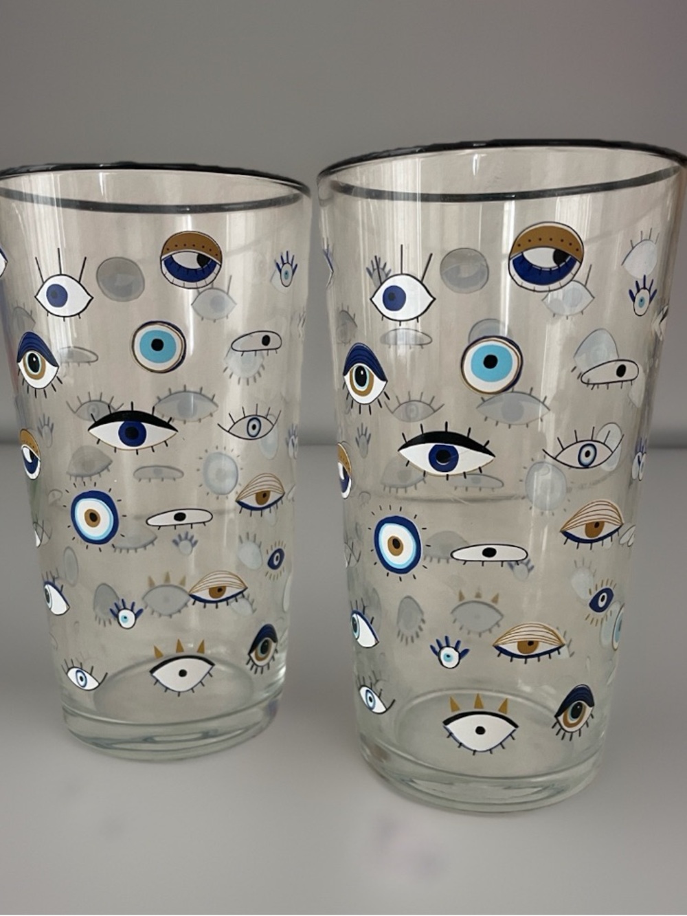 Anthropologie Eye Motif Glasses in Blue, Black, White